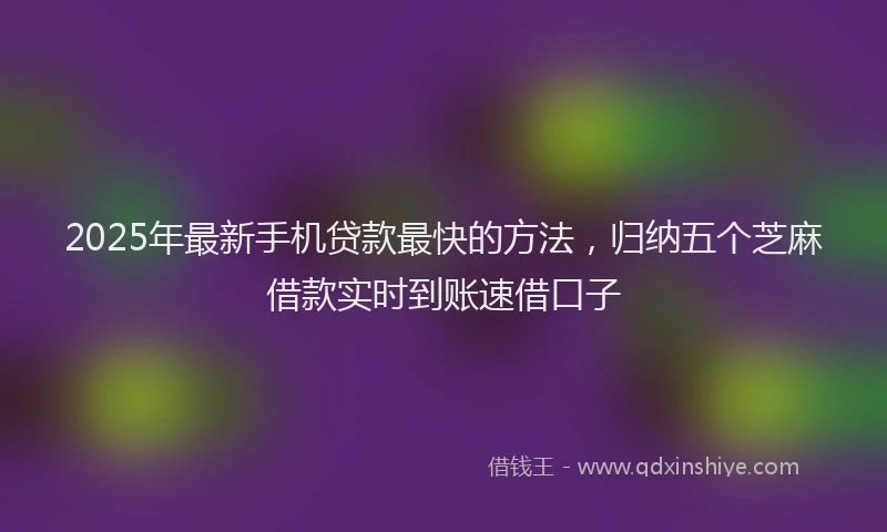 2025年最新手机贷款最快的方法，归纳五个芝麻借款实时到账速借口子