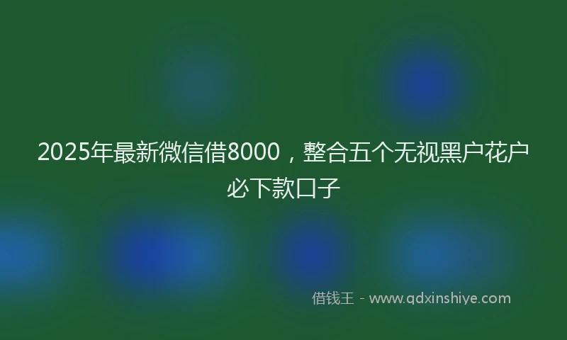2025年最新微信借8000，整合五个无视黑户花户必下款口子