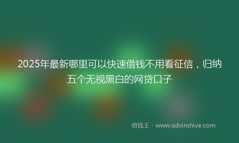 2025年最新哪里可以快速借钱不用看征信，归纳五个无视黑白的网贷口子