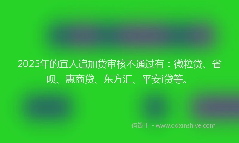 2025年的宜人追加贷审核不通过有：微粒贷、省呗、惠商贷、东方汇、平安i贷等。