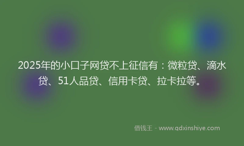 2025年的小口子网贷不上征信有：微粒贷、滴水贷、51人品贷、信用卡贷、拉卡拉等。