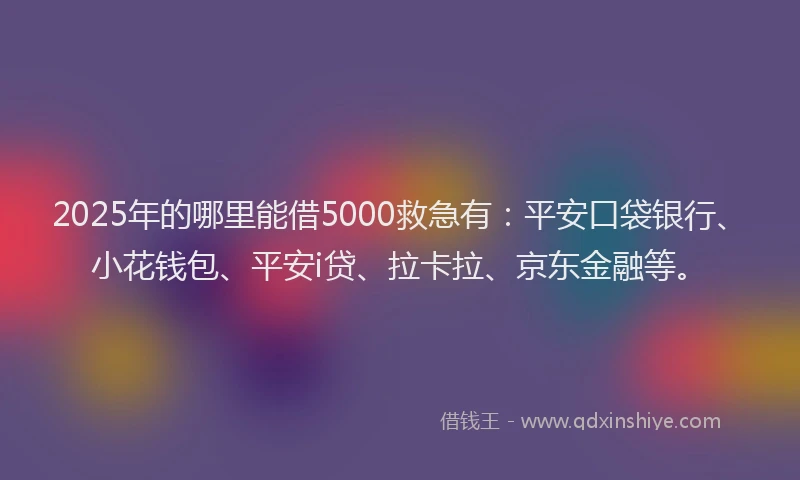 2025年的哪里能借5000救急有：平安口袋银行、小花钱包、平安i贷、拉卡拉、京东金融等。