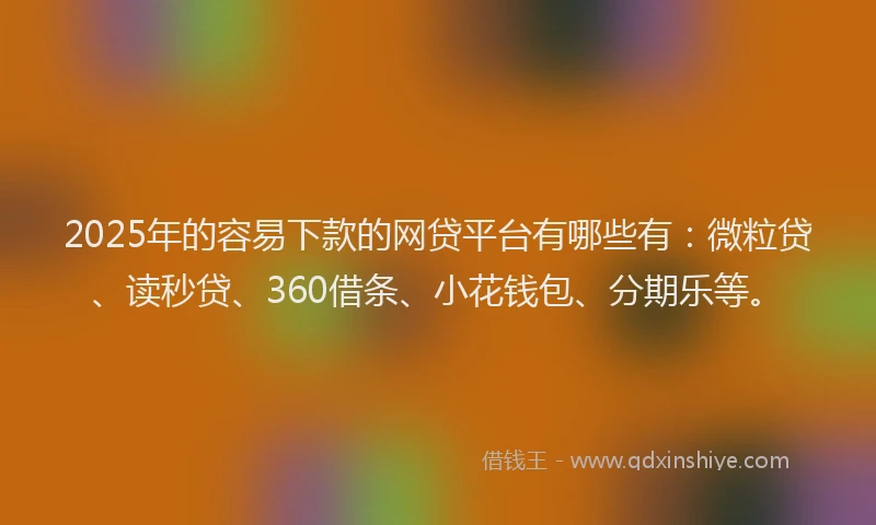 2025年的容易下款的网贷平台有哪些有：微粒贷、读秒贷、360借条、小花钱包、分期乐等。