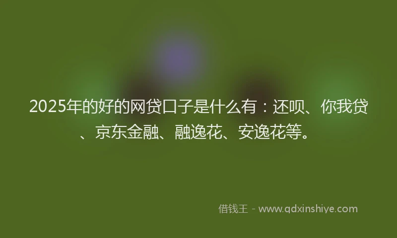 2025年的好的网贷口子是什么有：还呗、你我贷、京东金融、融逸花、安逸花等。