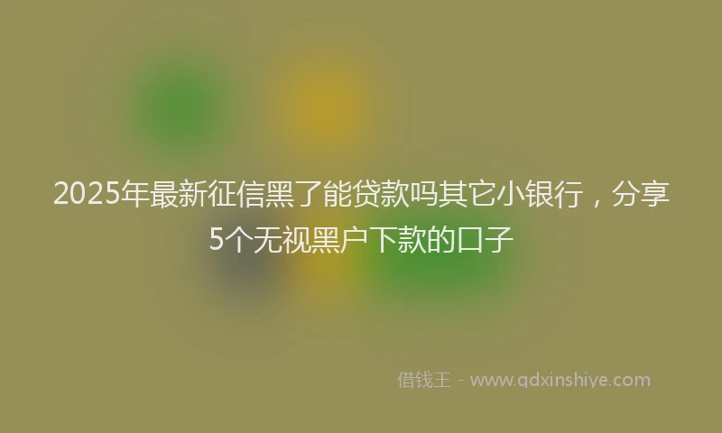 2025年最新征信黑了能贷款吗其它小银行，分享5个无视黑户下款的口子