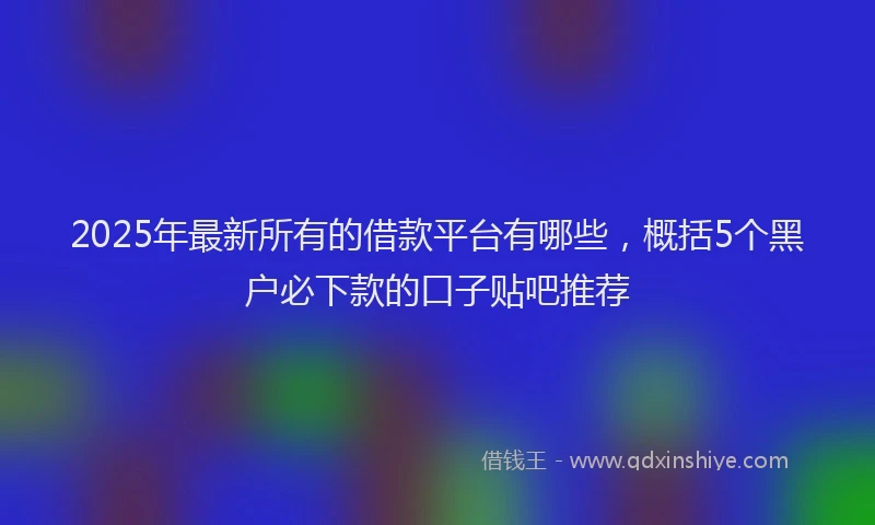 2025年最新所有的借款平台有哪些，概括5个黑户必下款的口子贴吧推荐