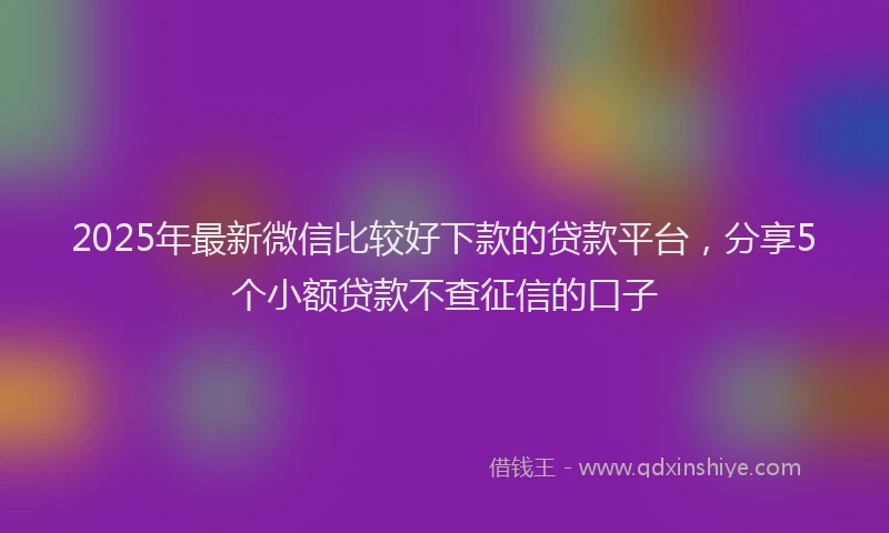 2025年最新微信比较好下款的贷款平台，分享5个小额贷款不查征信的口子