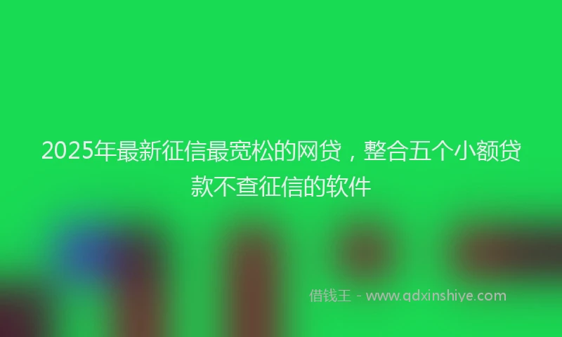2025年最新征信最宽松的网贷，整合五个小额贷款不查征信的软件