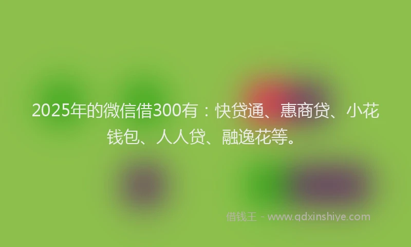 2025年的微信借300有：快贷通、惠商贷、小花钱包、人人贷、融逸花等。