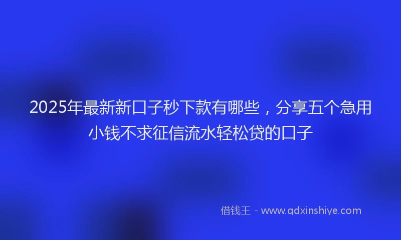 2025年最新新口子秒下款有哪些，分享五个急用小钱不求征信流水轻松贷的口子