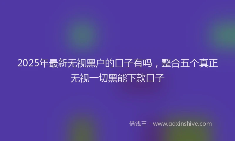 2025年最新无视黑户的口子有吗，整合五个真正无视一切黑能下款口子