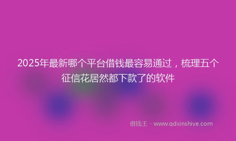 2025年最新哪个平台借钱最容易通过，梳理五个征信花居然都下款了的软件