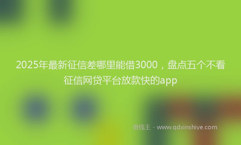 2025年最新征信差哪里能借3000，盘点五个不看征信网贷平台放款快的app