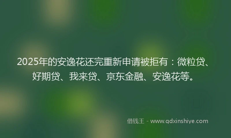 2025年的安逸花还完重新申请被拒有：微粒贷、好期贷、我来贷、京东金融、安逸花等。