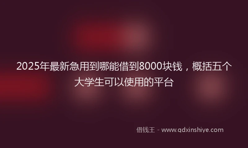 2025年最新急用到哪能借到8000块钱，概括五个大学生可以使用的平台