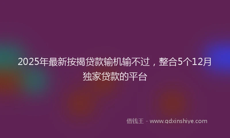 2025年最新按揭贷款输机输不过，整合5个12月独家贷款的平台