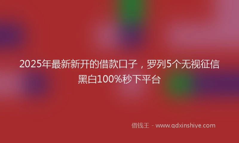 2025年最新新开的借款口子，罗列5个无视征信黑白100%秒下平台