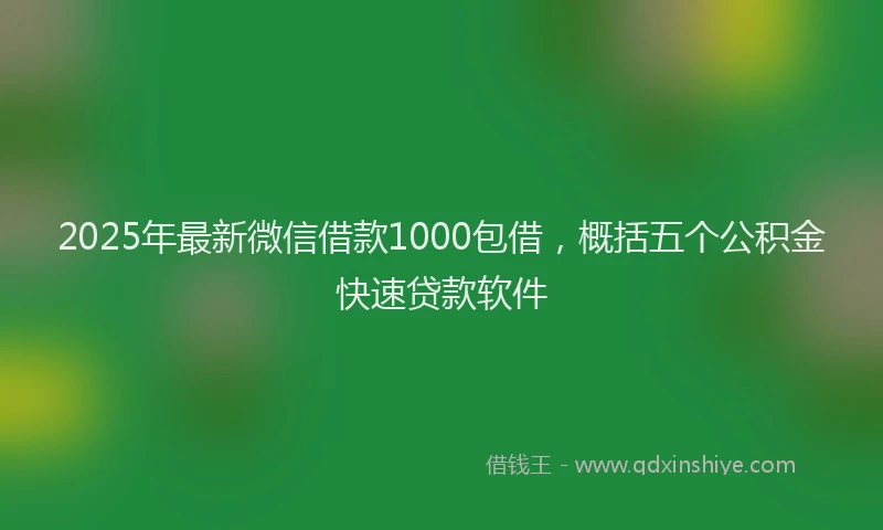 2025年最新微信借款1000包借，概括五个公积金快速贷款软件