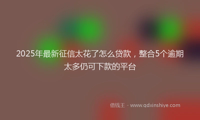 2025年最新征信太花了怎么贷款，整合5个逾期太多仍可下款的平台