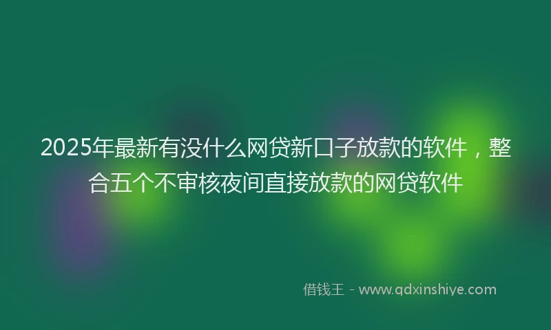 2025年最新有没什么网贷新口子放款的软件，整合五个不审核夜间直接放款的网贷软件