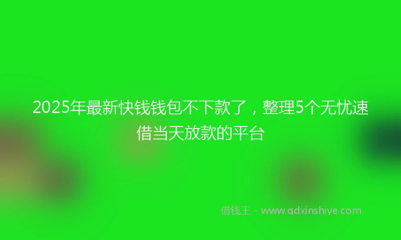 2025年最新快钱钱包不下款了，整理5个无忧速借当天放款的平台