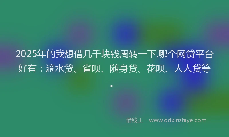 2025年的我想借几千块钱周转一下,哪个网贷平台好有：滴水贷、省呗、随身贷、花呗、人人贷等。