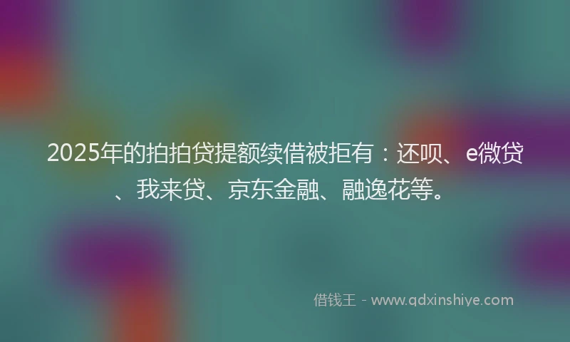 2025年的拍拍贷提额续借被拒有：还呗、e微贷、我来贷、京东金融、融逸花等。