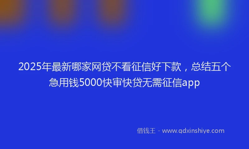2025年最新哪家网贷不看征信好下款，总结五个急用钱5000快审快贷无需征信app