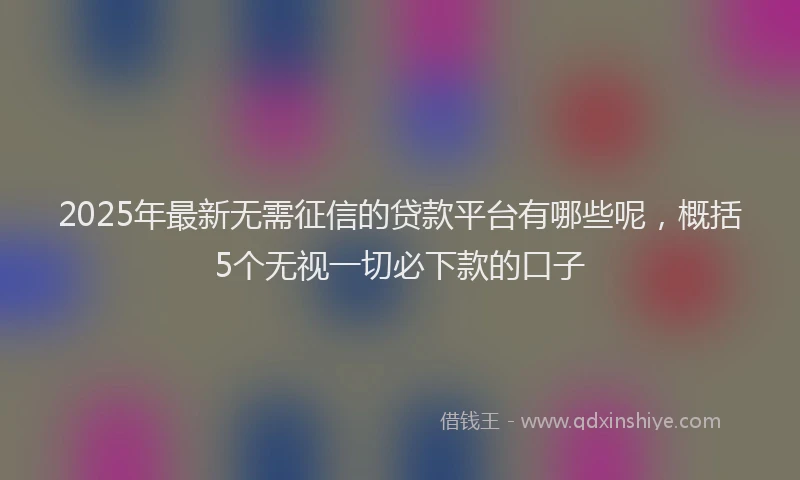 2025年最新无需征信的贷款平台有哪些呢，概括5个无视一切必下款的口子