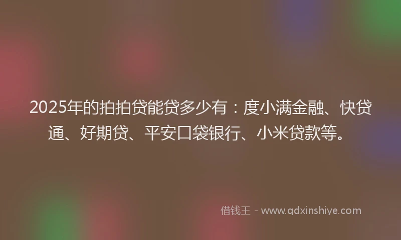 2025年的拍拍贷能贷多少有：度小满金融、快贷通、好期贷、平安口袋银行、小米贷款等。