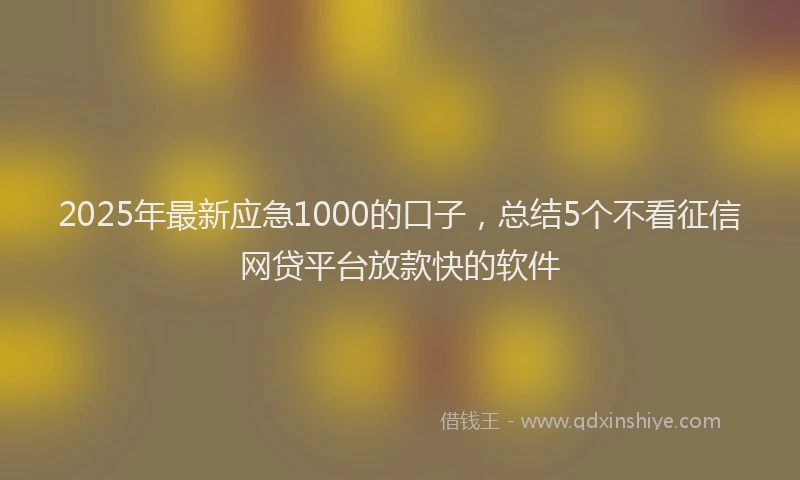 2025年最新应急1000的口子，总结5个不看征信网贷平台放款快的软件
