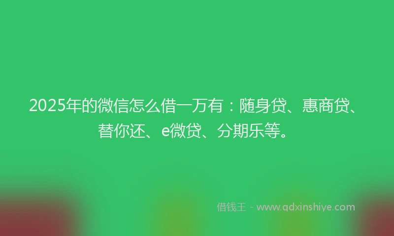 2025年的微信怎么借一万有：随身贷、惠商贷、替你还、e微贷、分期乐等。