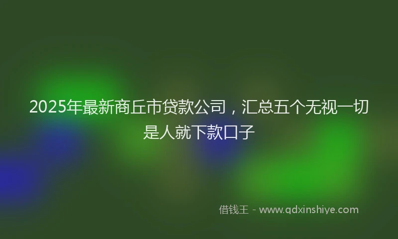 2025年最新商丘市贷款公司，汇总五个无视一切是人就下款口子