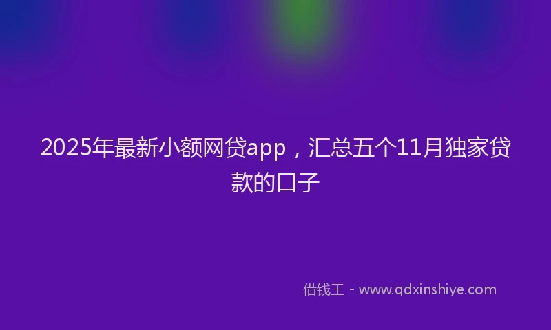 2025年最新小额网贷app，汇总五个11月独家贷款的口子