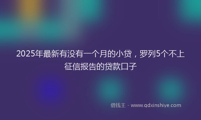 2025年最新有没有一个月的小贷，罗列5个不上征信报告的贷款口子