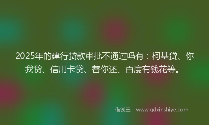2025年的建行贷款审批不通过吗有：柯基贷、你我贷、信用卡贷、替你还、百度有钱花等。