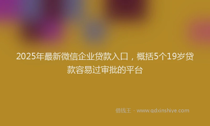 2025年最新微信企业贷款入口，概括5个19岁贷款容易过审批的平台