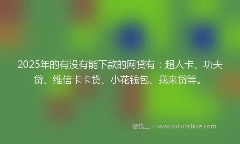 2025年的有没有能下款的网贷有：超人卡、功夫贷、维信卡卡贷、小花钱包、我来贷等。
