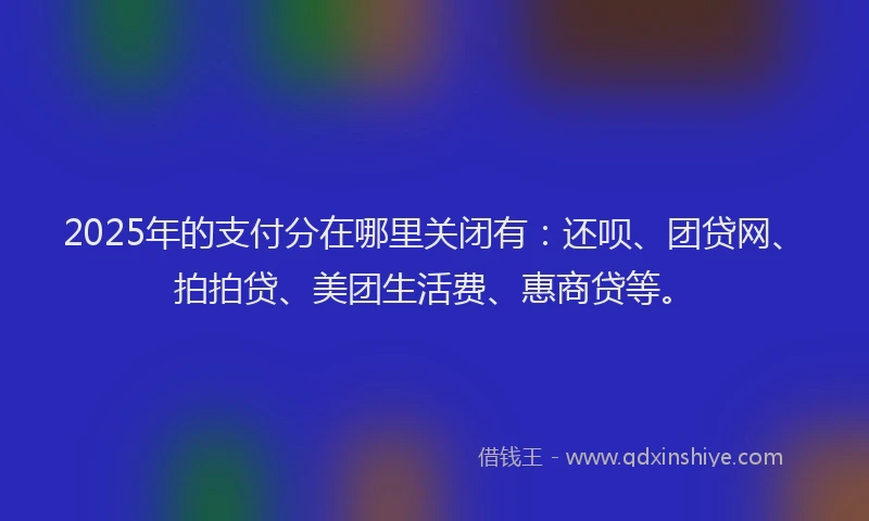 2025年的支付分在哪里关闭有：还呗、团贷网、拍拍贷、美团生活费、惠商贷等。