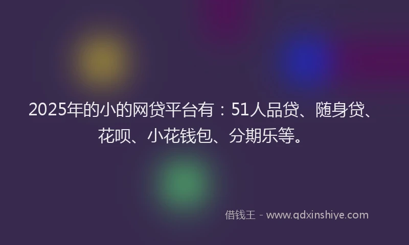 2025年的小的网贷平台有：51人品贷、随身贷、花呗、小花钱包、分期乐等。