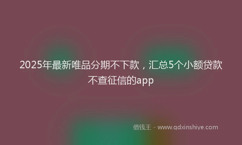 2025年最新唯品分期不下款，汇总5个小额贷款不查征信的app