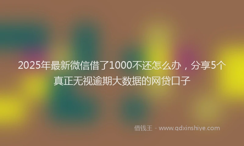 2025年最新微信借了1000不还怎么办，分享5个真正无视逾期大数据的网贷口子