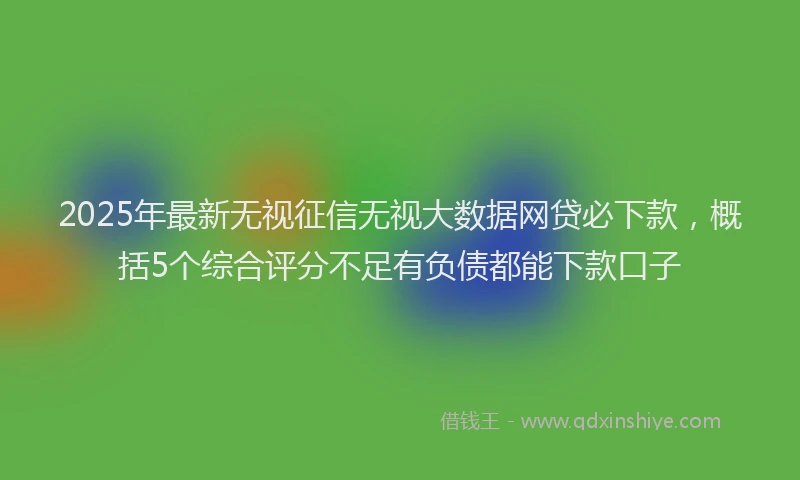 2025年最新无视征信无视大数据网贷必下款，概括5个综合评分不足有负债都能下款口子