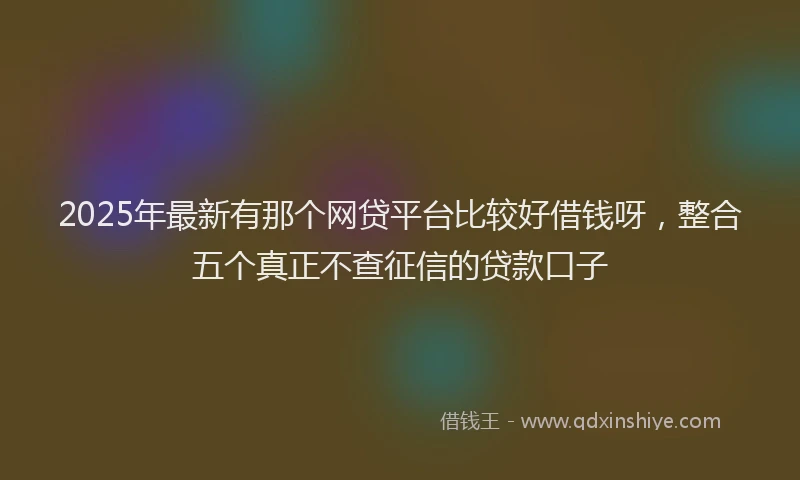 2025年最新有那个网贷平台比较好借钱呀，整合五个真正不查征信的贷款口子