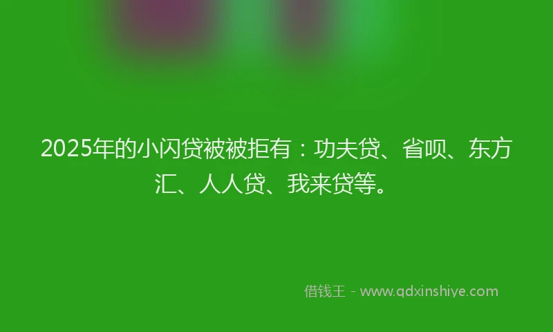 2025年的小闪贷被被拒有：功夫贷、省呗、东方汇、人人贷、我来贷等。
