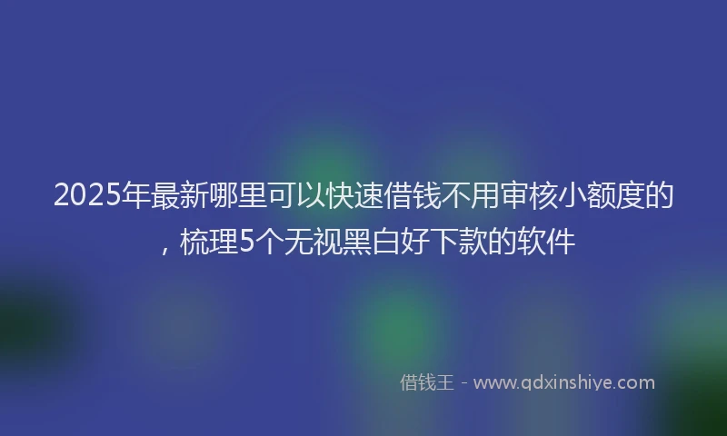 2025年最新哪里可以快速借钱不用审核小额度的，梳理5个无视黑白好下款的软件