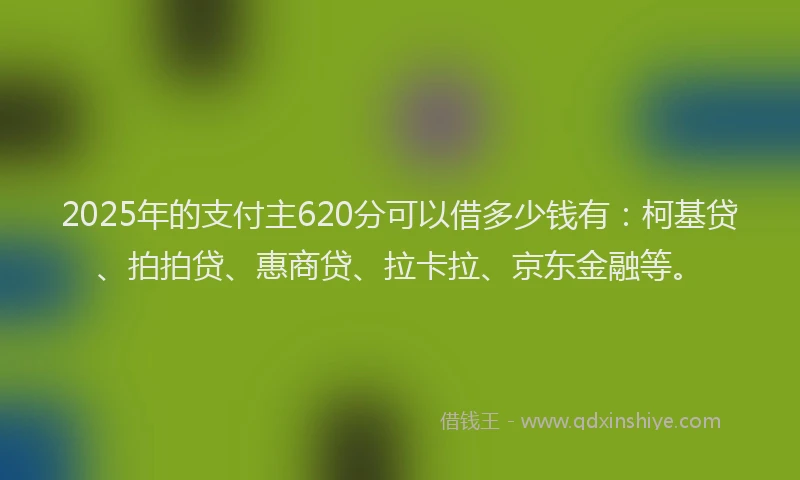 2025年的支付主620分可以借多少钱有：柯基贷、拍拍贷、惠商贷、拉卡拉、京东金融等。