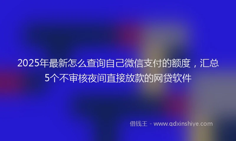 2025年最新怎么查询自己微信支付的额度，汇总5个不审核夜间直接放款的网贷软件