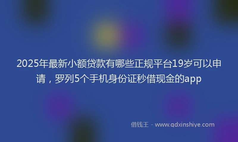 2025年最新小额贷款有哪些正规平台19岁可以申请，罗列5个手机身份证秒借现金的app