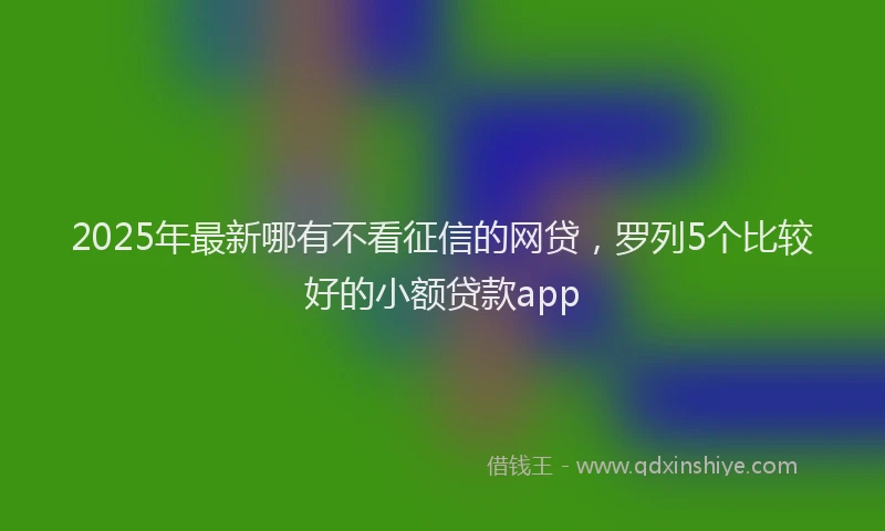 2025年最新哪有不看征信的网贷，罗列5个比较好的小额贷款app